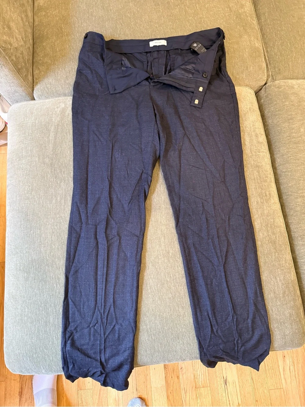 Reiss Men's Dark Navy Adjustable Dress Trousers